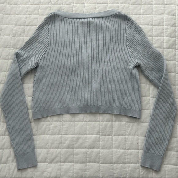 Light Blue Ribbed Cardigan - Picture 2 of 3